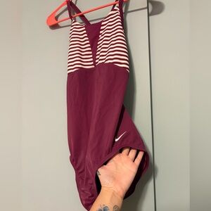 maroon nike one piece suit